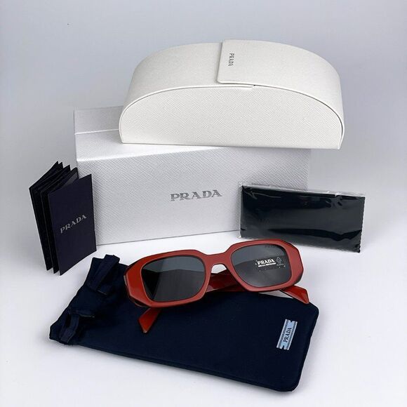 NEW Prada PR17WS 12N5S0 Orange Black Dark Grey Rectangle Unisex Sunglasses - Picture 10 of 12